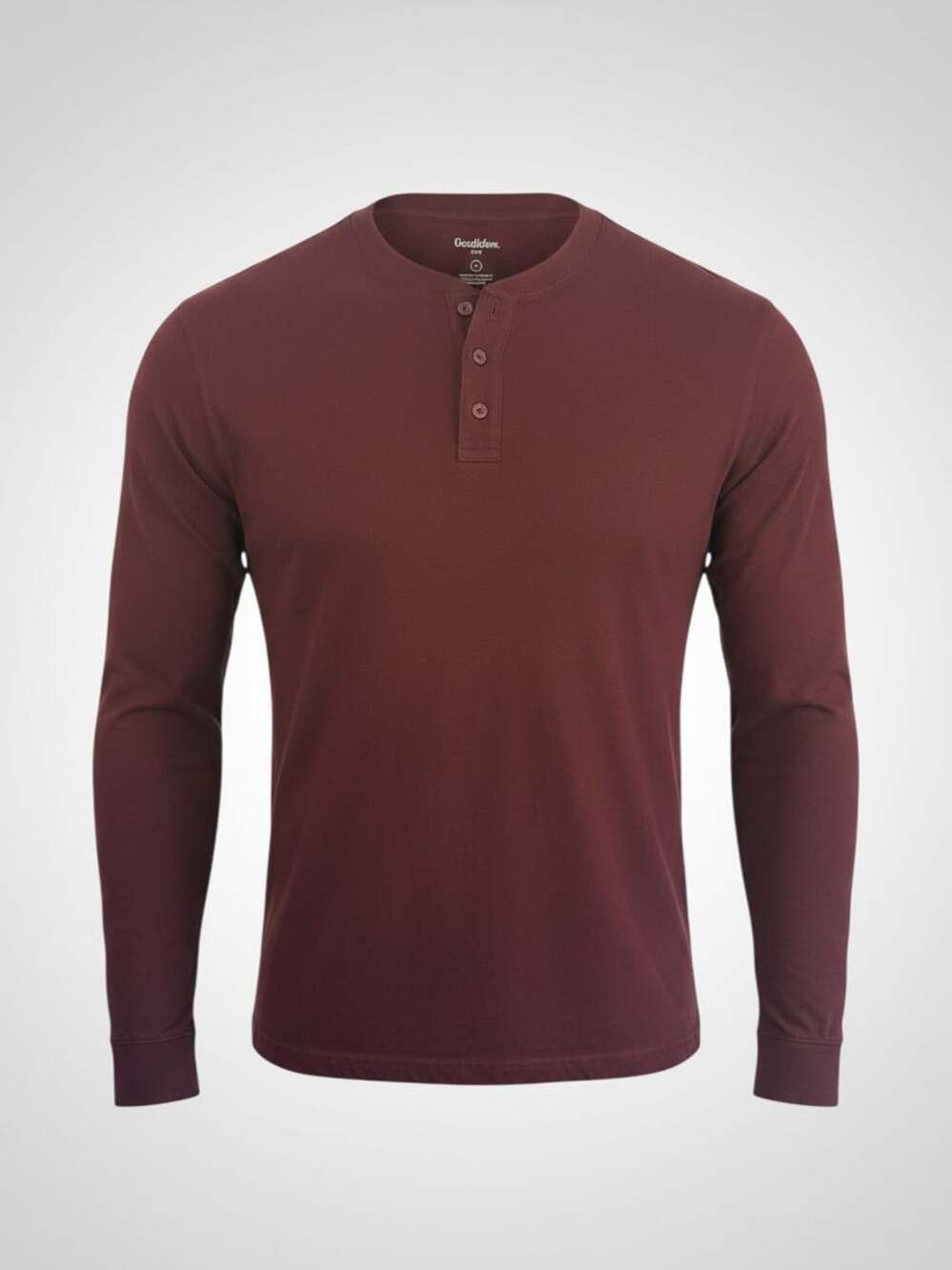 Goodfellow & Co Men's Long Sleeve Henley T-Shirt, Rhubarb, XL